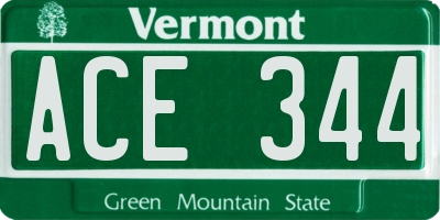 VT license plate ACE344