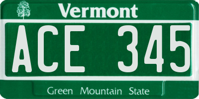 VT license plate ACE345