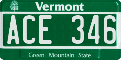 VT license plate ACE346