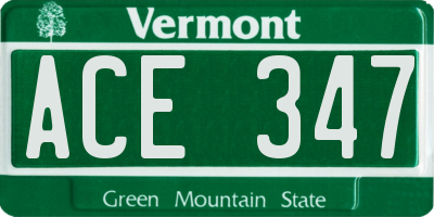 VT license plate ACE347