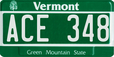 VT license plate ACE348