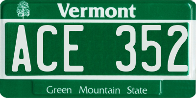 VT license plate ACE352