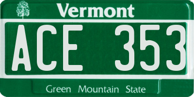 VT license plate ACE353