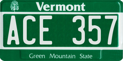 VT license plate ACE357