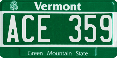 VT license plate ACE359