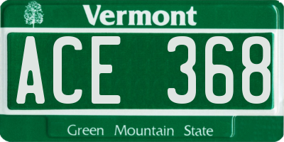 VT license plate ACE368