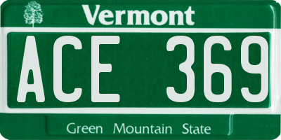 VT license plate ACE369