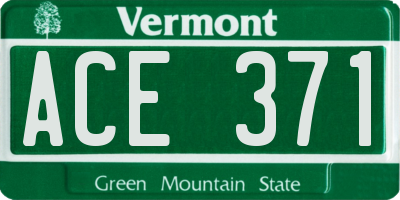 VT license plate ACE371