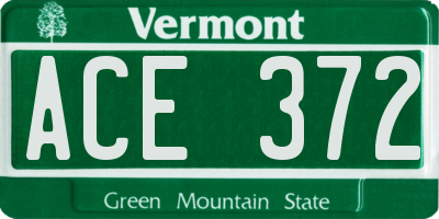 VT license plate ACE372