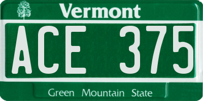 VT license plate ACE375