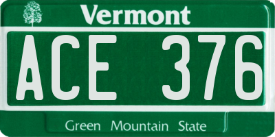 VT license plate ACE376