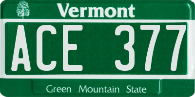 VT license plate ACE377