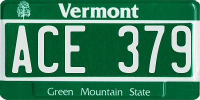 VT license plate ACE379