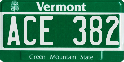 VT license plate ACE382