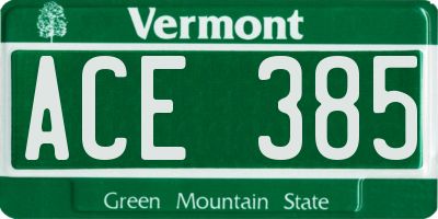 VT license plate ACE385