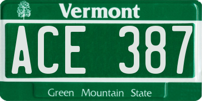 VT license plate ACE387