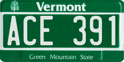 VT license plate ACE391