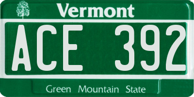 VT license plate ACE392