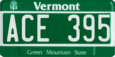 VT license plate ACE395