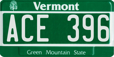 VT license plate ACE396