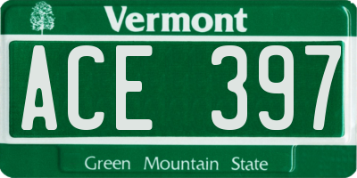 VT license plate ACE397