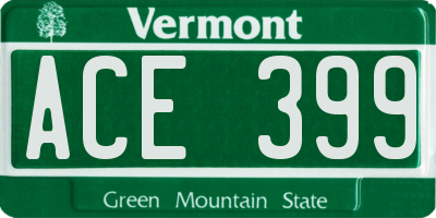 VT license plate ACE399