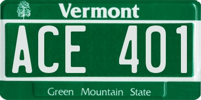 VT license plate ACE401