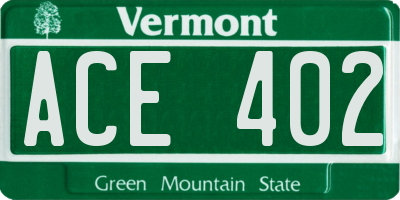 VT license plate ACE402