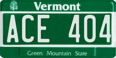 VT license plate ACE404