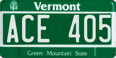 VT license plate ACE405