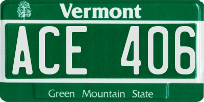 VT license plate ACE406