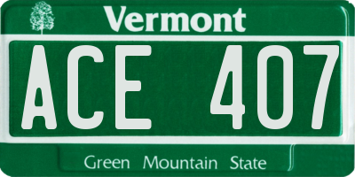 VT license plate ACE407