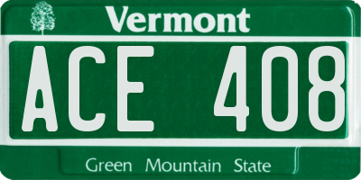 VT license plate ACE408