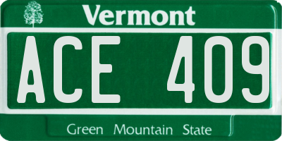 VT license plate ACE409