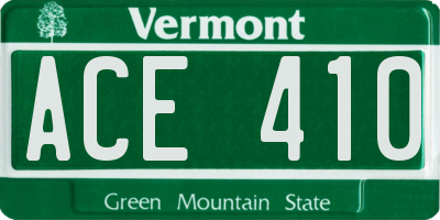 VT license plate ACE410