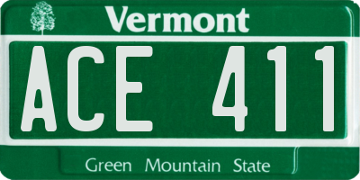 VT license plate ACE411