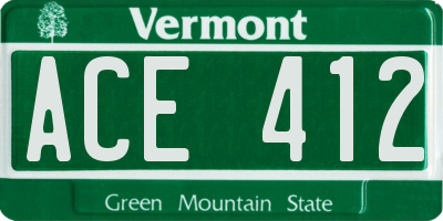 VT license plate ACE412