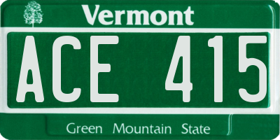 VT license plate ACE415