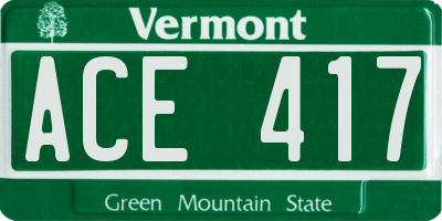 VT license plate ACE417