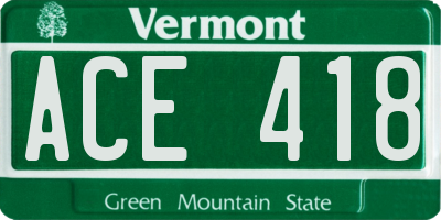 VT license plate ACE418