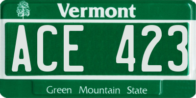 VT license plate ACE423