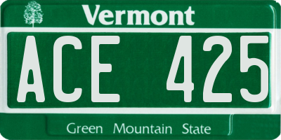 VT license plate ACE425