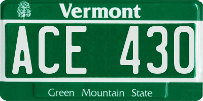 VT license plate ACE430