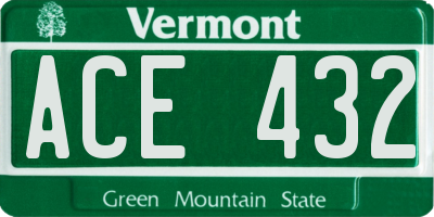 VT license plate ACE432