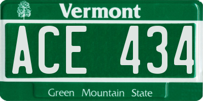 VT license plate ACE434