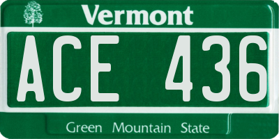 VT license plate ACE436