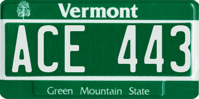 VT license plate ACE443