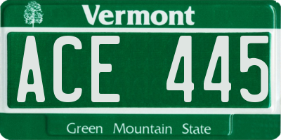 VT license plate ACE445