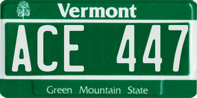 VT license plate ACE447