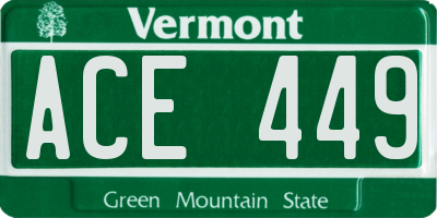 VT license plate ACE449